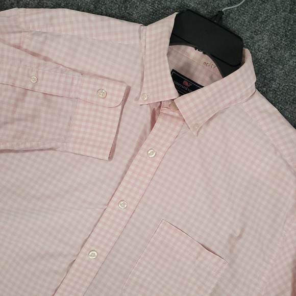 Vineyard Vines Other - Vineyard Vines Performance Murray Shirt Mens Large Pink Gingham Nylon Classic